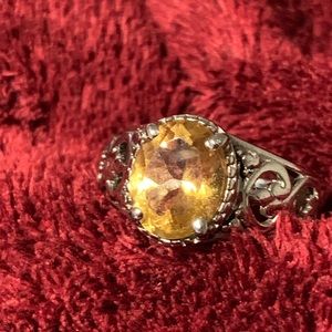 Brazilian citrine set one sterling silver. Size 6